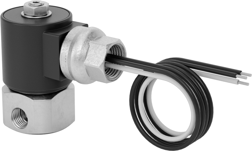 303 Paslanmaz Çelik Gövdeli Kompakt Solenoid Açma/Kapama Vanası, 1/4 NPT Dişi, 24 V DC Gerilim, 0.85 Cv
