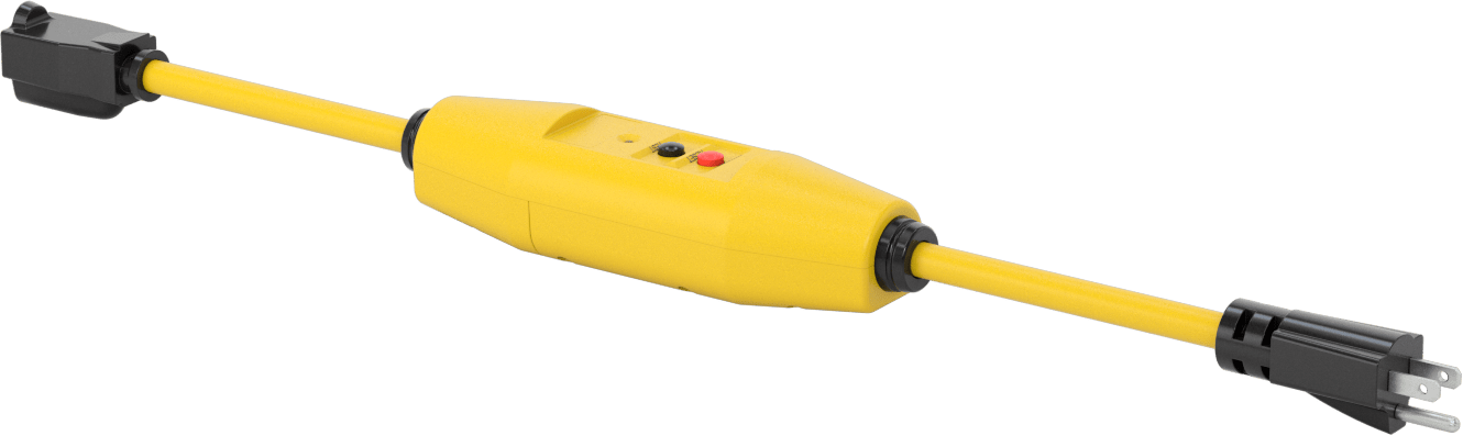 GFCI Uzatma Kablosu, NEMA 5-15 Fiş x Priz, 1 Priz, 12 AWG Tel, 2 ft Uzunluk — 120V AC, 15 amp, 2 ft.