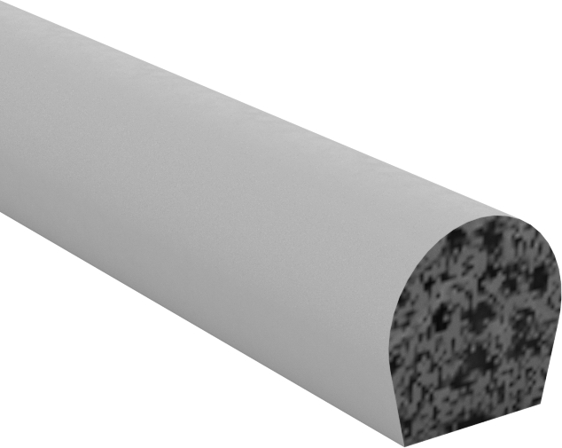 Yüksek Sıcaklık Köpük Kauçuk Kenar Contası, Yüzeye Montaj, Yapışkan arka yüz, 1/8" Genişlik