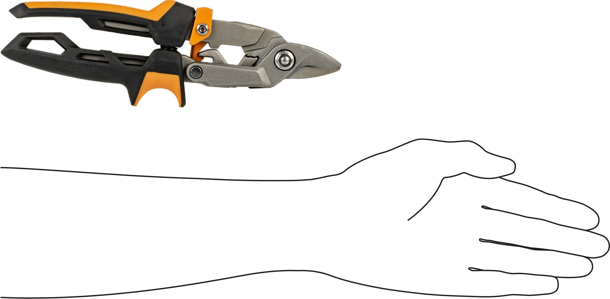 Yüksek Kuvvetli Sac Kesme Makasları, 9-1/4" Toplam Uzunluk, 1" Kesim Uzunluğu