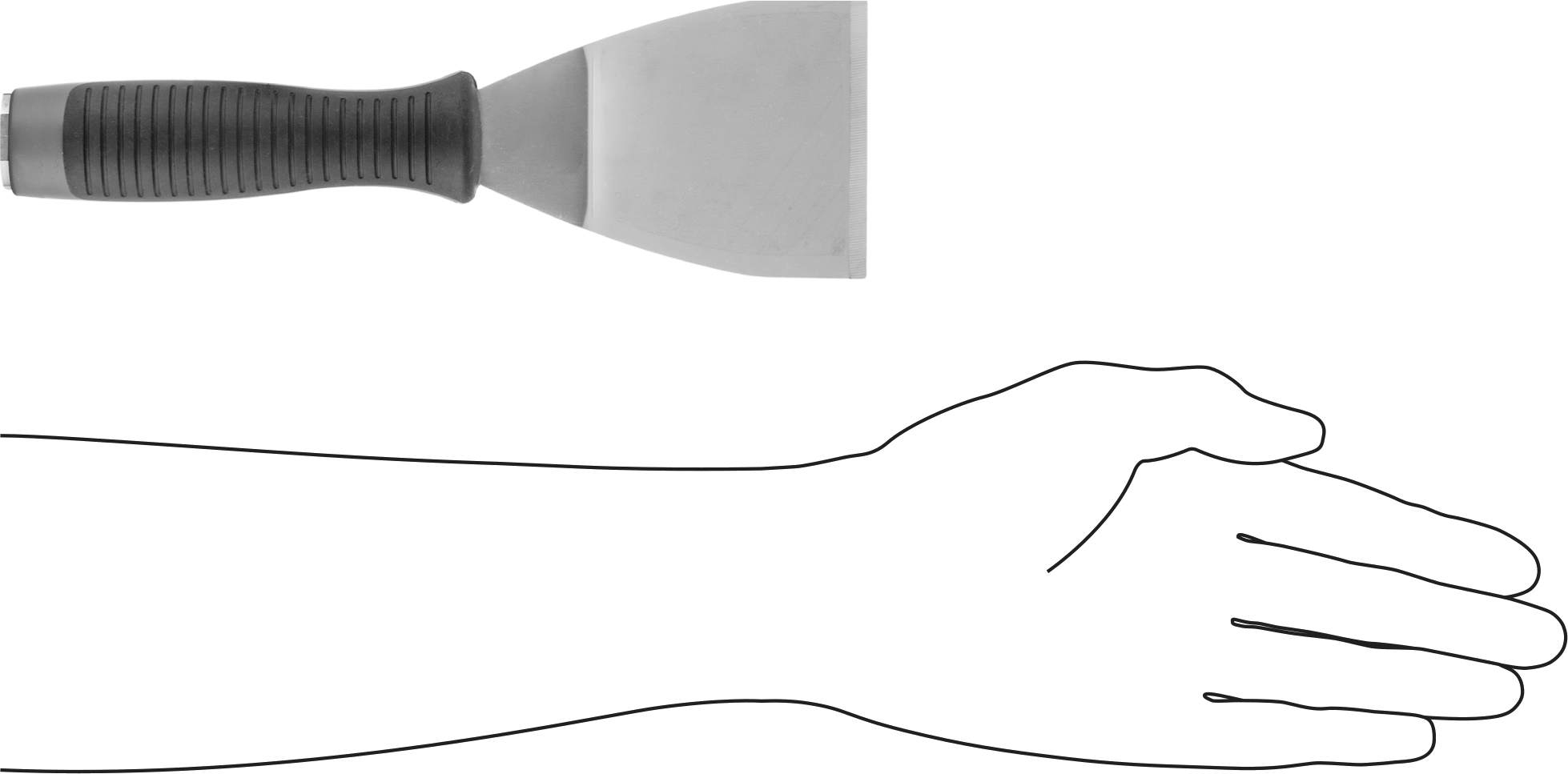 Uzun Uçlu Çelik Bıçaklı Macun Sürme Bıçağı, Bükülmüş, 3" Genişlik x 4.25" Uzunluk x 0.06" Kalınlık