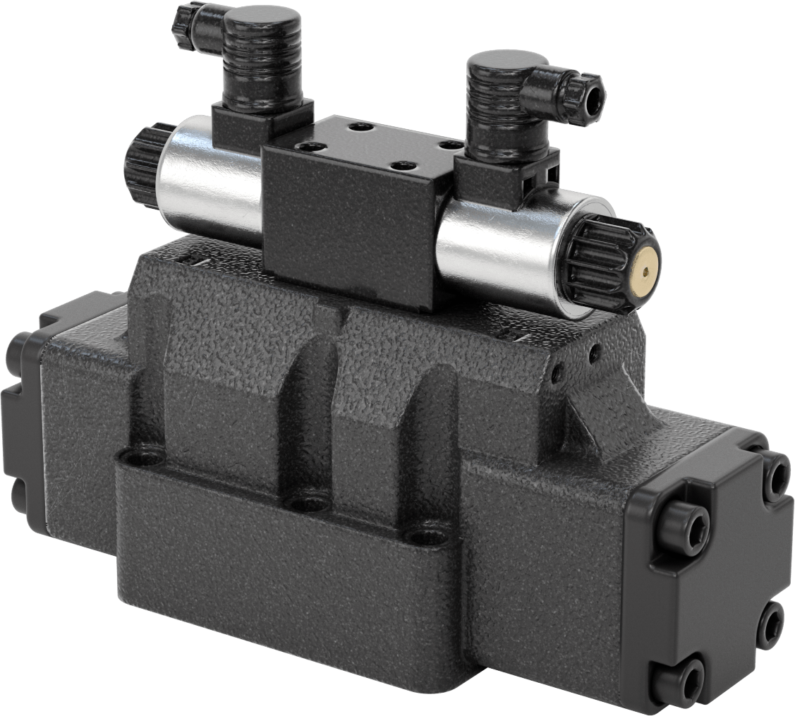 Yön Kontrol Blok Montajlı Hidrolik Valf, Çift Solenoid Kumandalı, Açık, D08 Montaj — Solenoid, Yay, Hidrolik Sıvısı