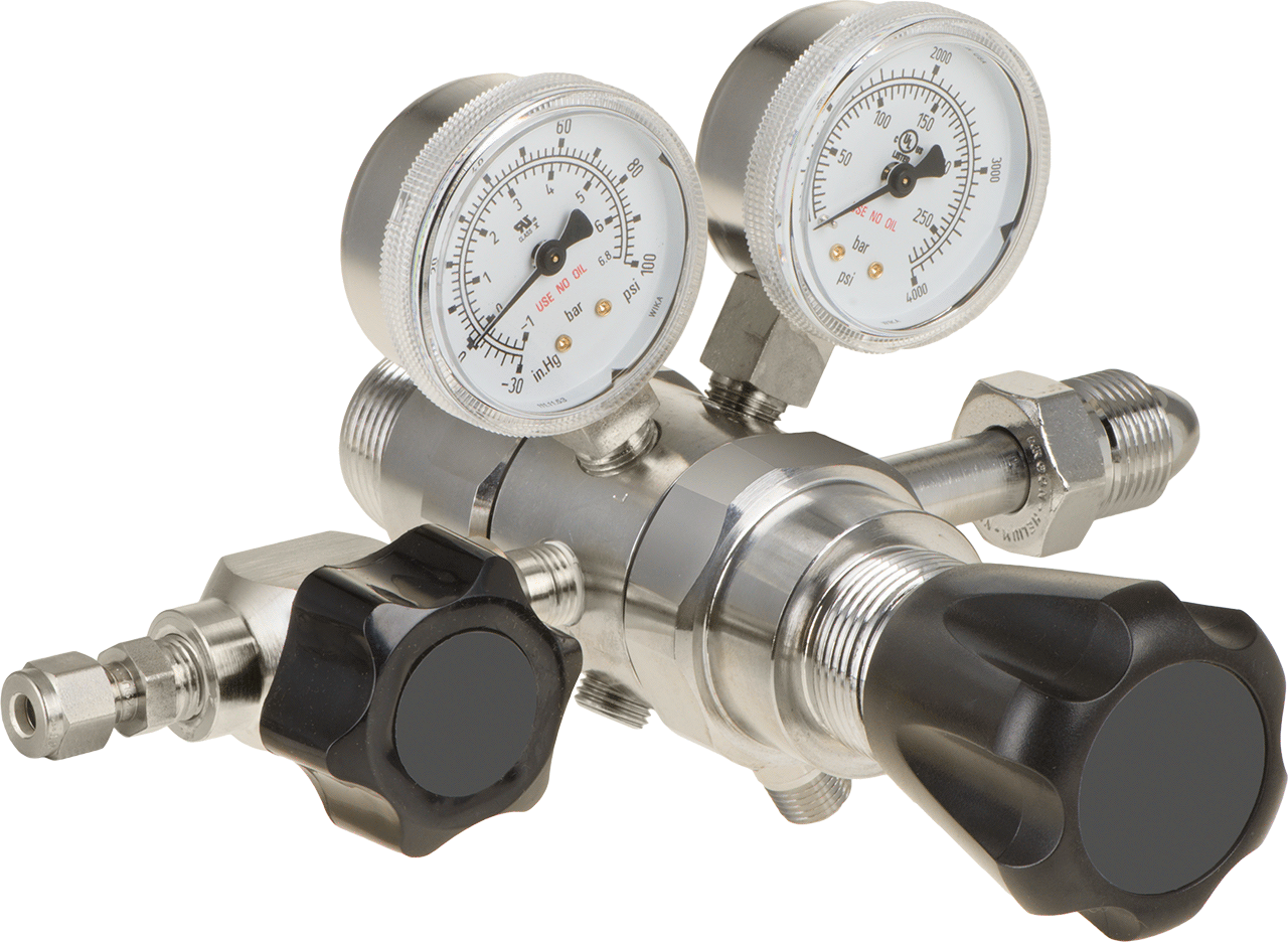 Yüksek Saflıkta Tank Montajlı Basınç Düzenleme Vanası, CGA 580 Ngo Erkek Giriş, Krom Kaplama Gövde, 0-50 PSI — Argon, Helyum, Azot, 0 psi…