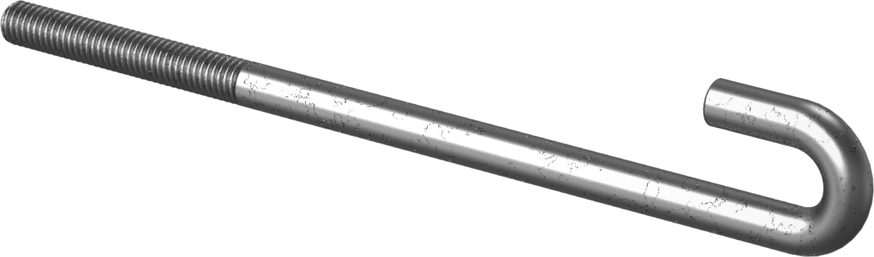 Beton için Çelik J-Kanca Ankraj, 3/8" Çap, 8" Uzunluk
