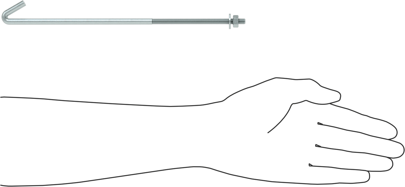 Somun ve Pullu Düşük Mukavemetli Çelik Sabitleme Cıvatası, 30 Derecelik Yuvarlak Kanca, Çinko Kaplamalı, 1/4"-20 Diş Boyutu, 10" Uzunluk