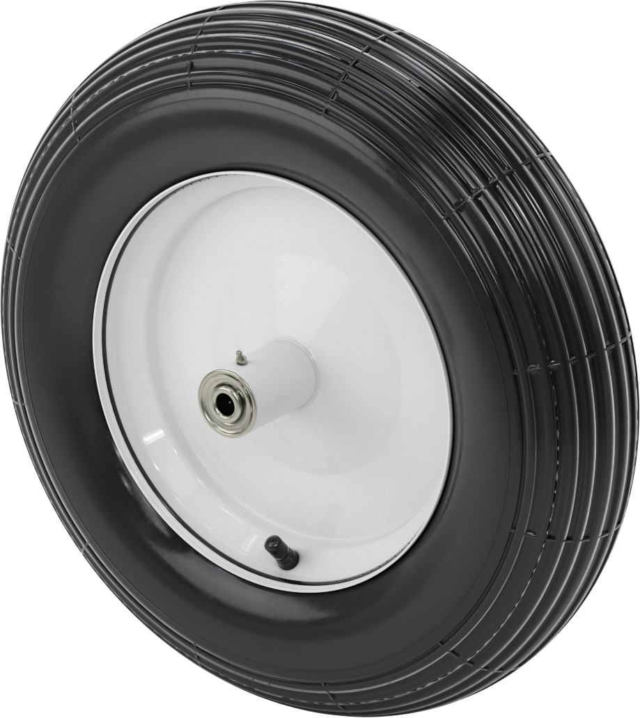 Çelik Merkezli Montajlı Pnömatik Siyah Tekerlek, Bilyalı Rulmanlı 6" Uzunlukta Göbek, 15-7/8" Çap x 3-7/8" Genişlik — 15 7⁄8", 1⁄2", 5⁄8"…