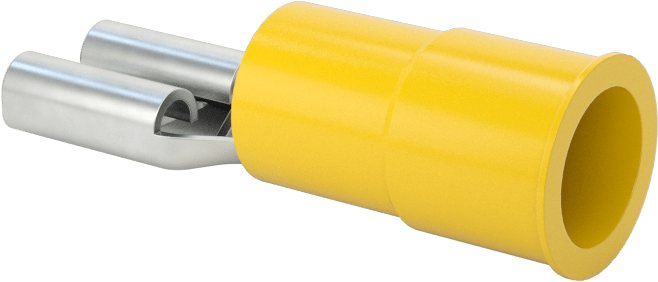 Manşon Yalıtımlı Faston Terminaller, Tek Sıkma, Dişli, 12-10 AWG, 0.250 inç x 0.032 inç Tırnak