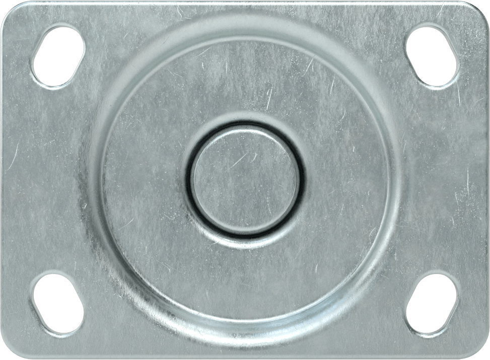 3-3/4" x 2-3/4" Plakalı Statik Kontrol Tekerlek, 3" x 1-1/8" Siyah Tread-on-Core Kauçuk Tekerlekli Sert