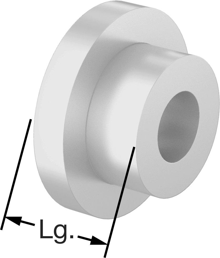 Kuru Çalışan Flanşlı Burçlu Yatak, Beyaz PTFE, 3 mm Mil Çapı ve 6 mm Muhafaza İç Çapı, 4 mm Uzunluk