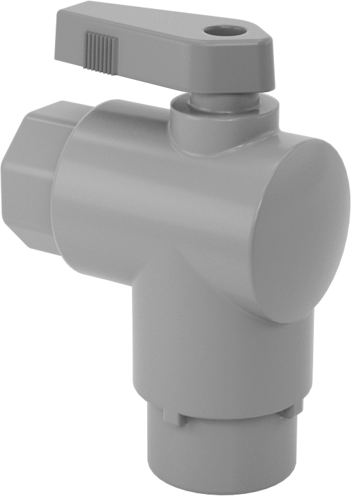 Kimyasallar için Açma/Kapama Vanası, PVC, 90 Derece Adaptör, 1/4" Bağlantı x 1/4 NPT Dişi