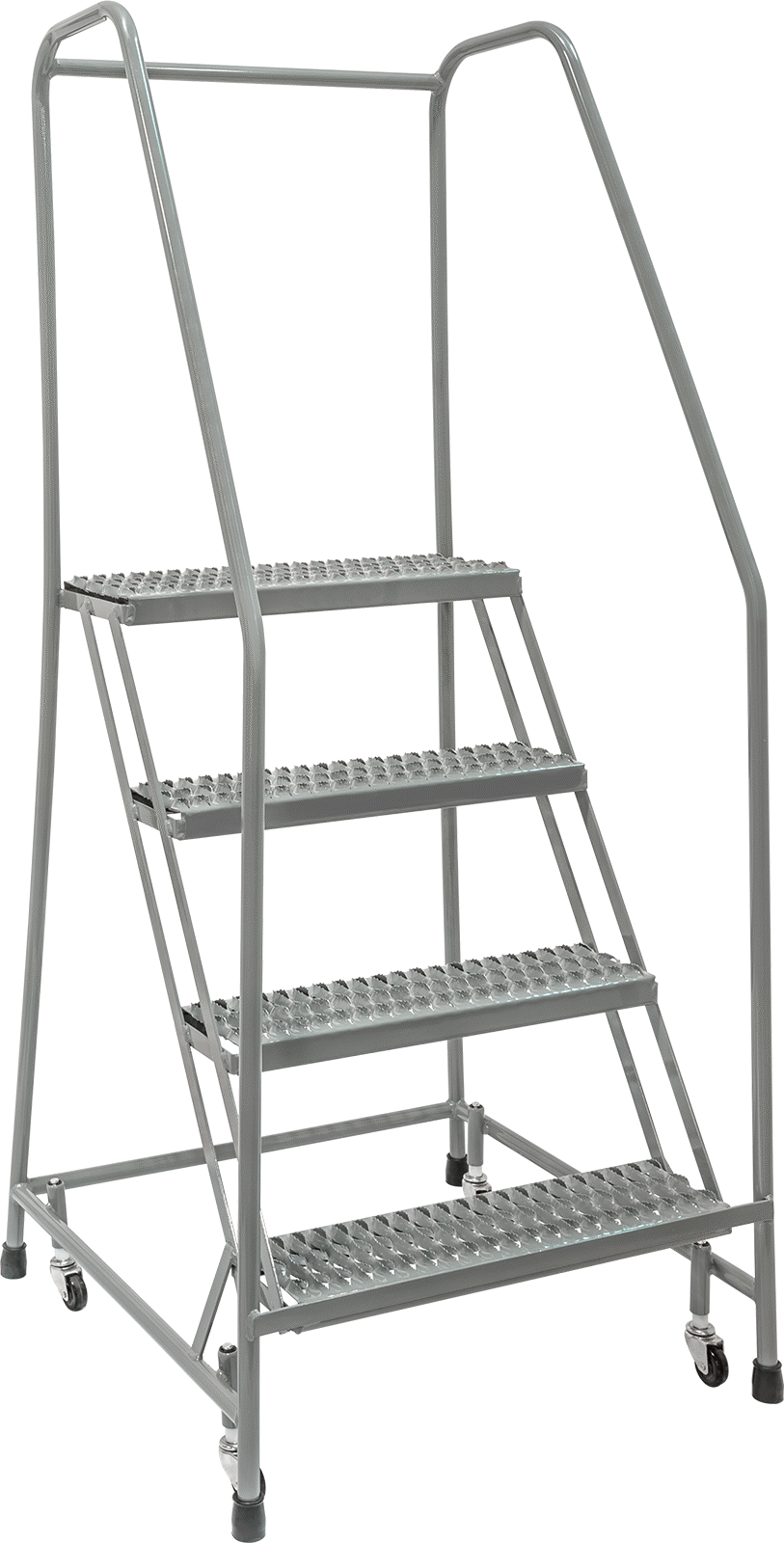 Çelik Yuvarlanan Platform Merdiveni, 4 adet tırtıklı basamaklı, 5'10" Yükseklik x 30" Genişlik x 31" Derinlik Toplam — 40", 4, 24"