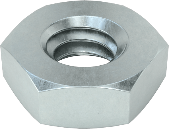 Yüksek Mukavemetli Çelik İnce Profilli Altıköşe Somun, Sınıf 8, Çinko Pul Kaplamalı, 1/4"-20 Diş Boyutu