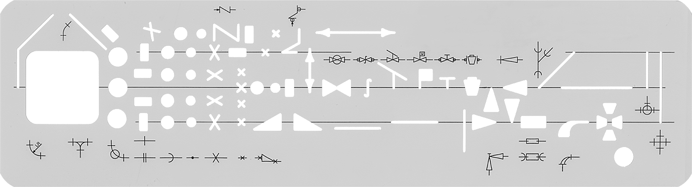 Akış Özel Çizim Şablonu — Plastik, Sembol, Teknik