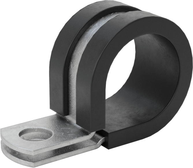 Titreşim Sönümleyici Halka Kelepçe, Galvanizli Çelik, EPDM Yastık, 3/4" İç Çap, 1-5/8 inç Uzunluk