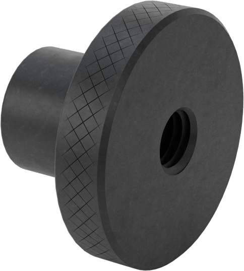 Çelik tırtıllı tutma düğmesi, M10 x 1.5 mm Dişli Geçiş Deliği ile, 38 mm Çaplı Başlık