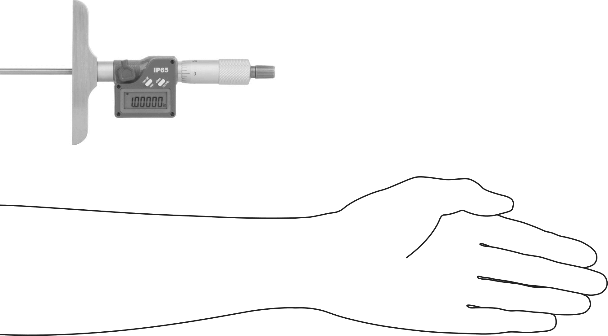 Soğutma Suyuna Dayanıklı Elektronik Derinlik Mikrometresi, 0" ila 12" ve 0 mm ila 300 mm Ölçüm Aralığı