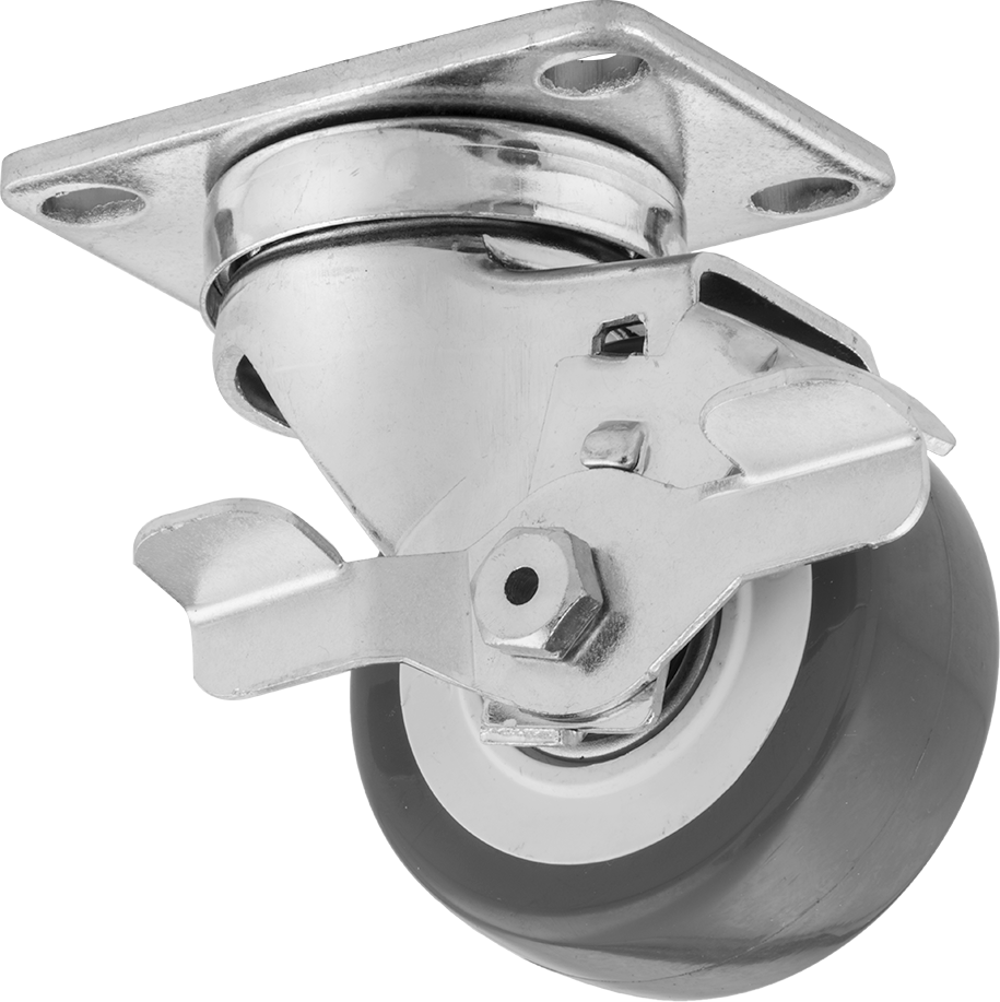 Creston Tekerlek, Yüz Frenli Döner Ayak, 3" Çaplı Tekerlek, 3-5/8" Uzunlukta Plaka