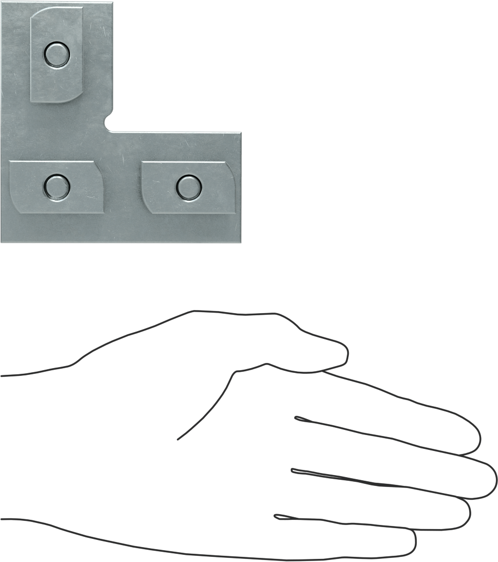 Strut Kanalı Braketi, Dirsek, Çinko Kaplı Çelik, 3-1/2" Uzunluk, Bağlantı Elemanlı