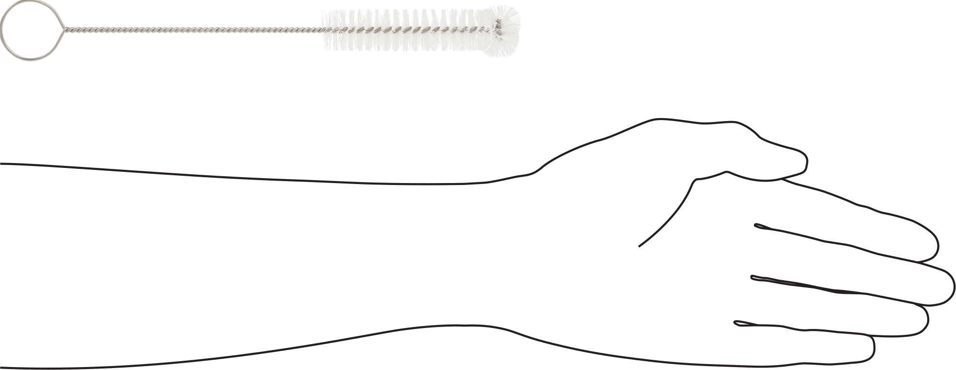 3-1/2" Uzunluk x 3/4" Çaplı Şişe Fırçası, 9" Toplam Uzunluk