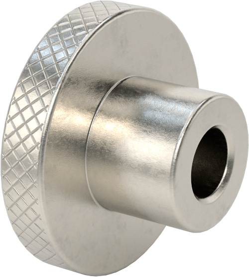 303 Paslanmaz Çelik Tırtıllı Düğme, 1/2" Çaplı Dişsiz Delik ve 2" Baş Çapılı