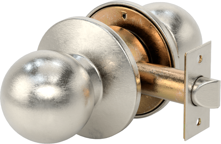 Assa Abloy (Yale) Ağır Hizmet Tipi Topuzlu Kilit Seti, 2-3/4" Boğaz Mesafesi, Mat Paslanmaz Çelik, Düğme Kilidi