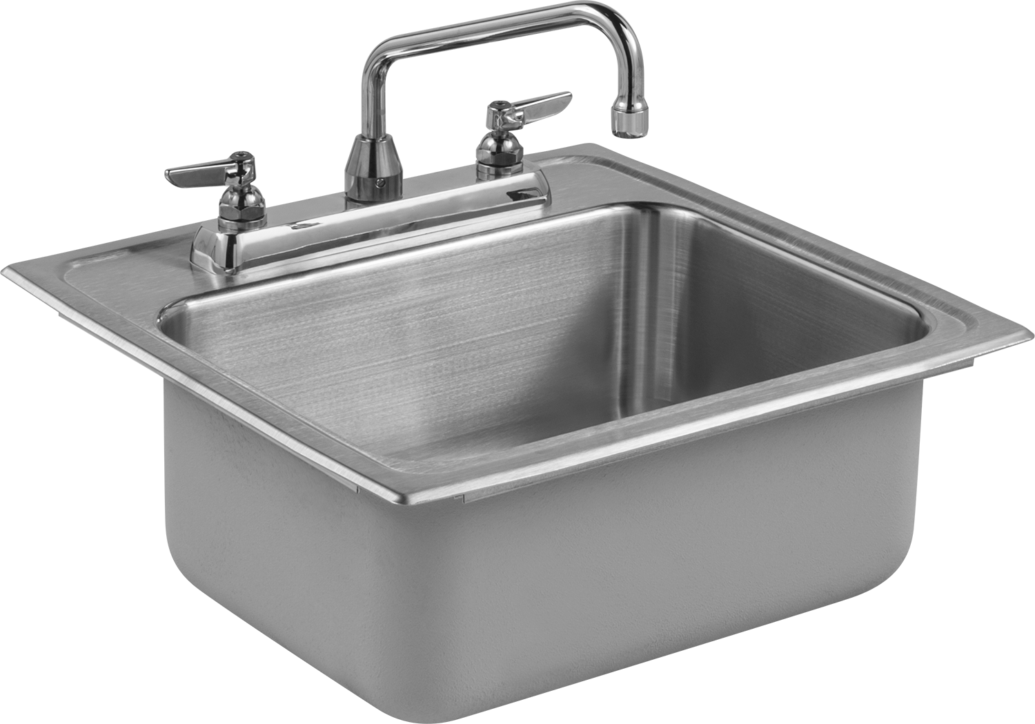 Krom Kaplamalı Pirinç Musluklu Tezgah Üstü Lavabo, 17" Genişlik x 16" Derinlik x 7-5/8" Toplam Yükseklik