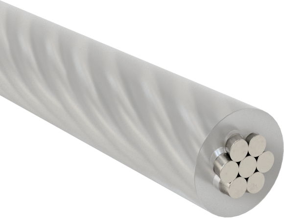 Naylon Kaplı Tel Halat, Yarı Esnek, 18-8 Paslanmaz Çelik, 1 x 7, 0.006" Çap
