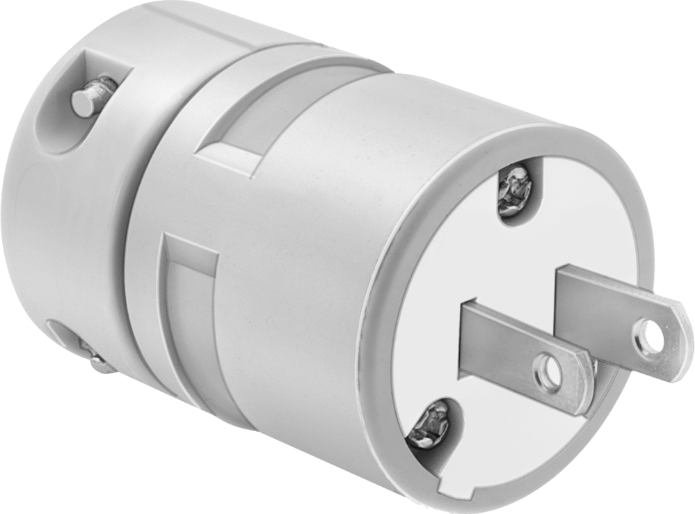 Darbeye Dayanıklı Düz Uçlu Konektör, Topraklanmamış İki Uçlu Fiş, NEMA 1-15, Sarı — 1-15, Erkek, 125V AC