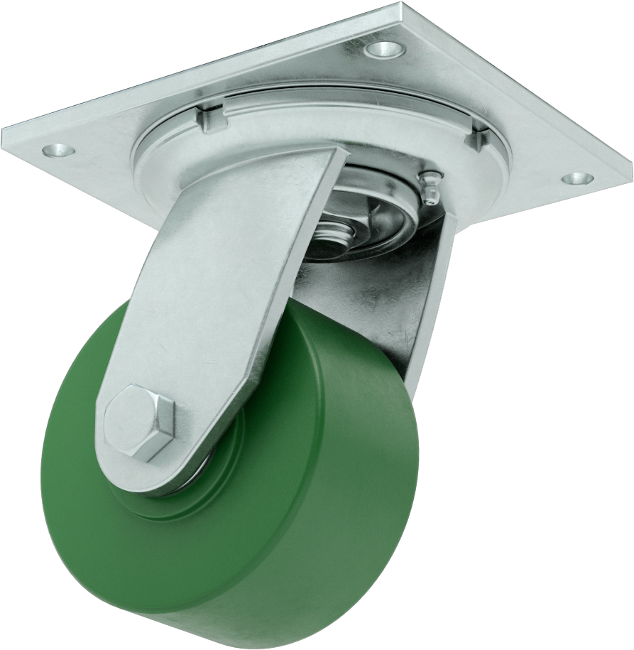 5-1/2" x 5" Plakalı Yüksek Kapasiteli Spartan Tekerlek, Sızdırmaz Rulmanlı Döner Tekerlek, 4" Çap 75D Durometre Poliüretan Tekerlek