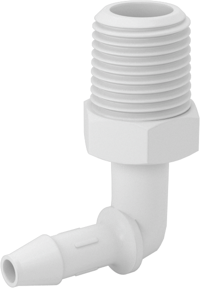 Gıda ve İçecek için Süper Akışlı Tırnaklı Bağlantı Elemanı, 5/32" İç Çap x 1/8 NPT Erkek için Plastik Dirsek