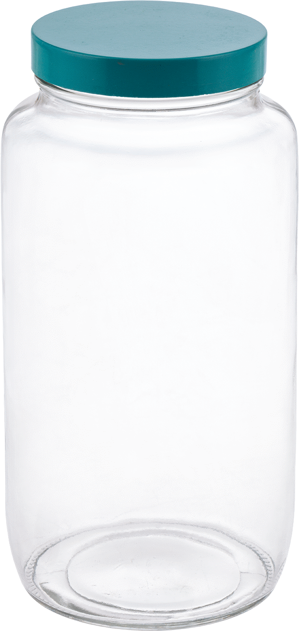 Şeffaf Cam Kavanoz, PTFE Plastik Contalı, 32 FL oz/950 ml Kapasite — Glass, Phenolic, Plastic, PTFE, Soda-Lime Glass, 32 fl. oz., 950 ml,…