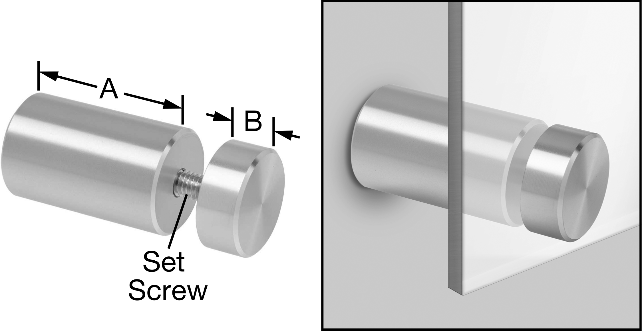 İki Parçalı Mesafe Paneli Asma Braketi, 3/8" Maksimum Panel Kalınlığı için, 5/8" ve 1/2" Uzunluğunda Kenarlar
