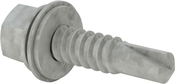 Metal için Pullu Delme Vidaları, Paslanma ve Aşınmaya Dayanıklı Kaplamalı Çelik, 1/4" Boyut, 7/8" Uzunluk