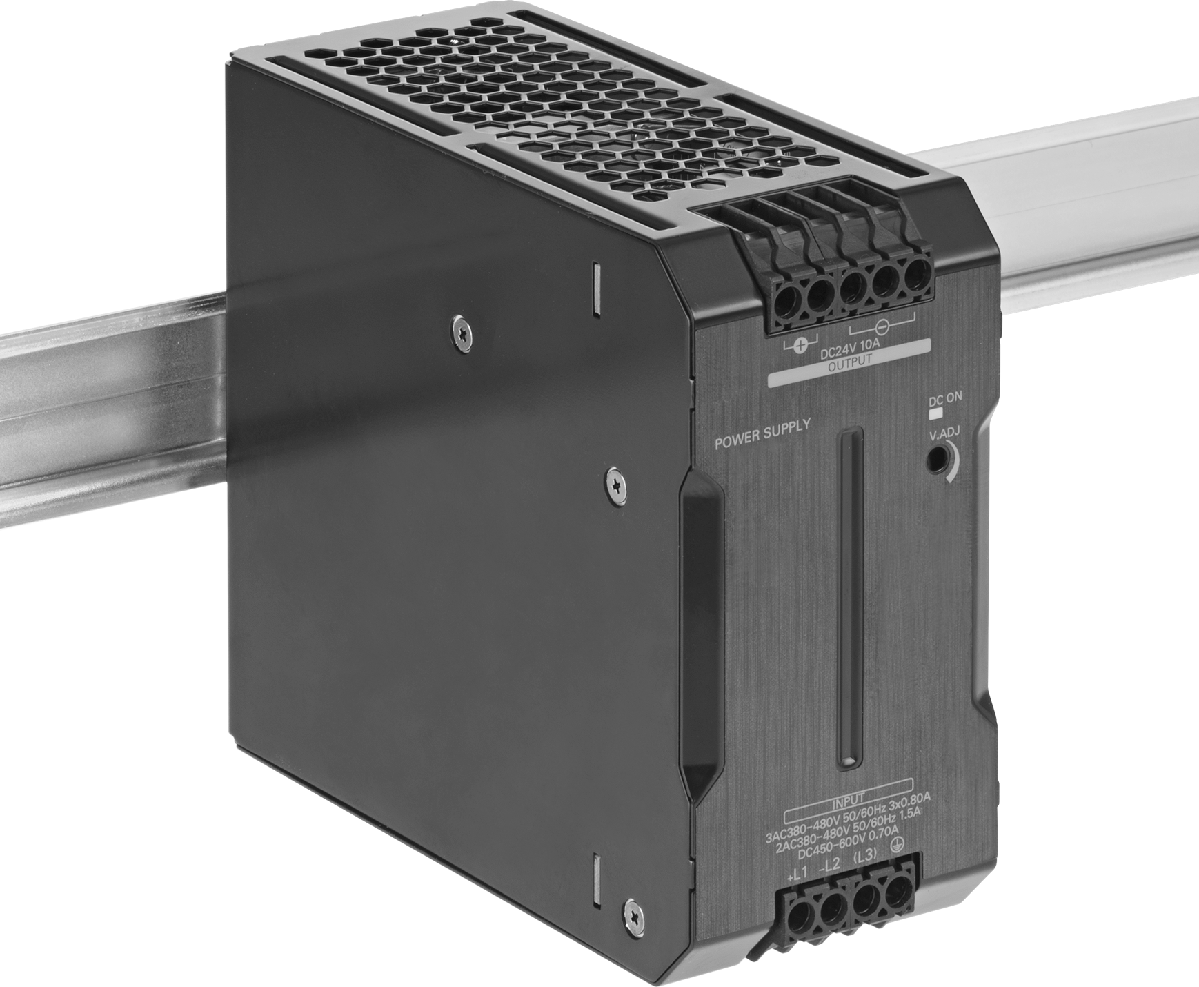 DIN Ray Montajlı Transformatör, Üç Fazlı, 380-480V AC ila 24V DC, 480W ve 20A Çıkış