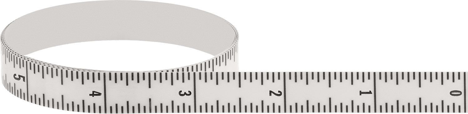 Yapışkan Arka Yüzlü Plastik Dikey Cetvel, Yukarıdan Aşağıya Okuma, 1 Fit Uzunluğu, 1/2" Genişlik — Üstten Aşağıya, 1 ft., Şeffaf