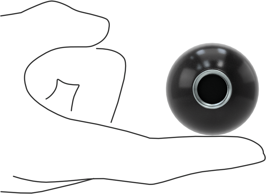Siyah Polipropilen Top Topuz, 5/8"-11 Dişli 7/8" Derinlikli Delikli, 1-5/8" Baş Çapı
