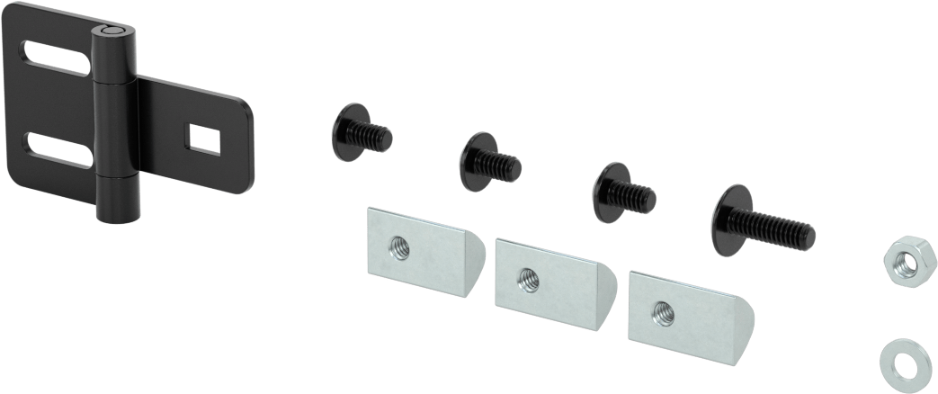 T-Yivli Çerçeve, Yivli Delikli Menteşe, 1.5 inç ve 40 mm Yükseklikli Ray için Yivli Delikli Menteşe, 2.5" Uzunluk