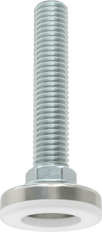 Çinko Kaplı Çelik Saplamalı Sert Tesviye Bağlantı Elemanları, Nikel Kaplı Taban, Naylon Yastık, 1/2"-13 x 2.5" Uzunluğunda Diş