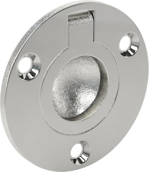 Montaj Plakalı Gömme Katlanır Çekme Kolu, Oval Tutamak, Pirinç, 9/16" Genişlikte Tutamak, 1-1/16" Çıkıntı