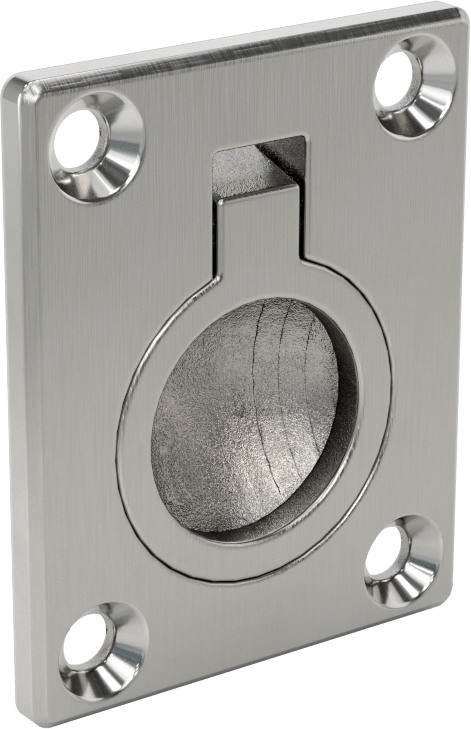 Montaj Plakalı Gömme Katlanır Çekme Kolu, Parlatılmış 316 Paslanmaz Çelik, 1-1/16" Çıkıntı — 316 Stainless Steel, Stainless Steel, Katlan…