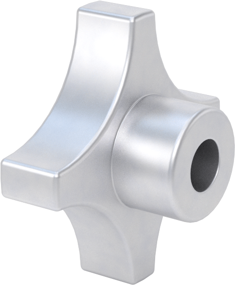 Alüminyum dört kollu topuz, 3/8" Çaplı 5/8" Derinlikli Delikli