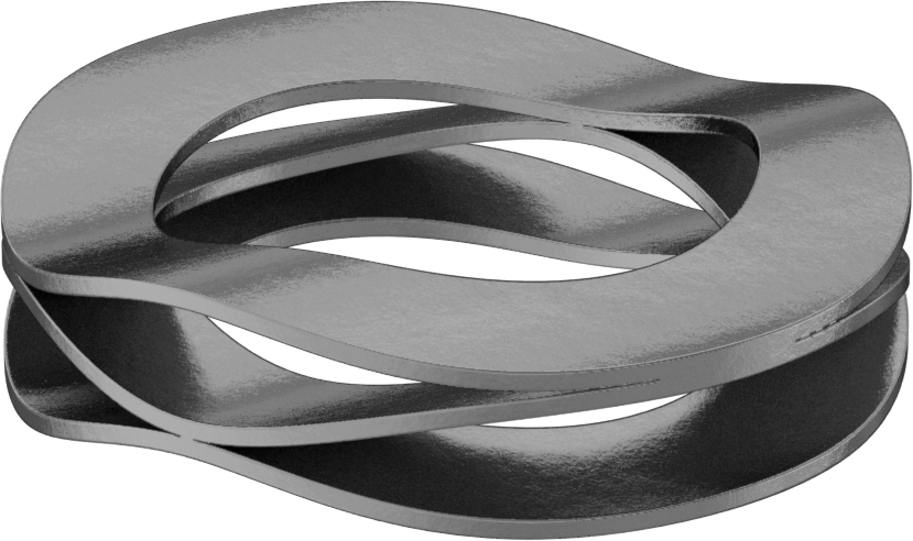 İstiflenmiş Dalgalı Disk Yay, Standart, 4 mm Mil Çapı için, 0.13 mm Kalınlık, 0.61 mm Yükseklik