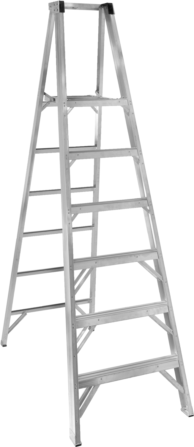 Alüminyum Platformlu Basamaklı Merdiven, Tip 1AA, 8 Fit Yüksekliğinde x 28" Genişliğinde x 55" Derinliğinde Toplam — 6 ft., Alüminyum, 8 ft.