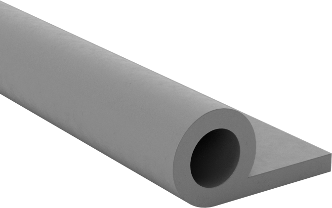 Yüksek Sıcaklık Kauçuk Kenar Contası, Flanş Montajı, İçi Boş, Yapışkan arka yüz, 1/2" Toplam Genişlik — 1⁄4", 1⁄4", İçi Boş