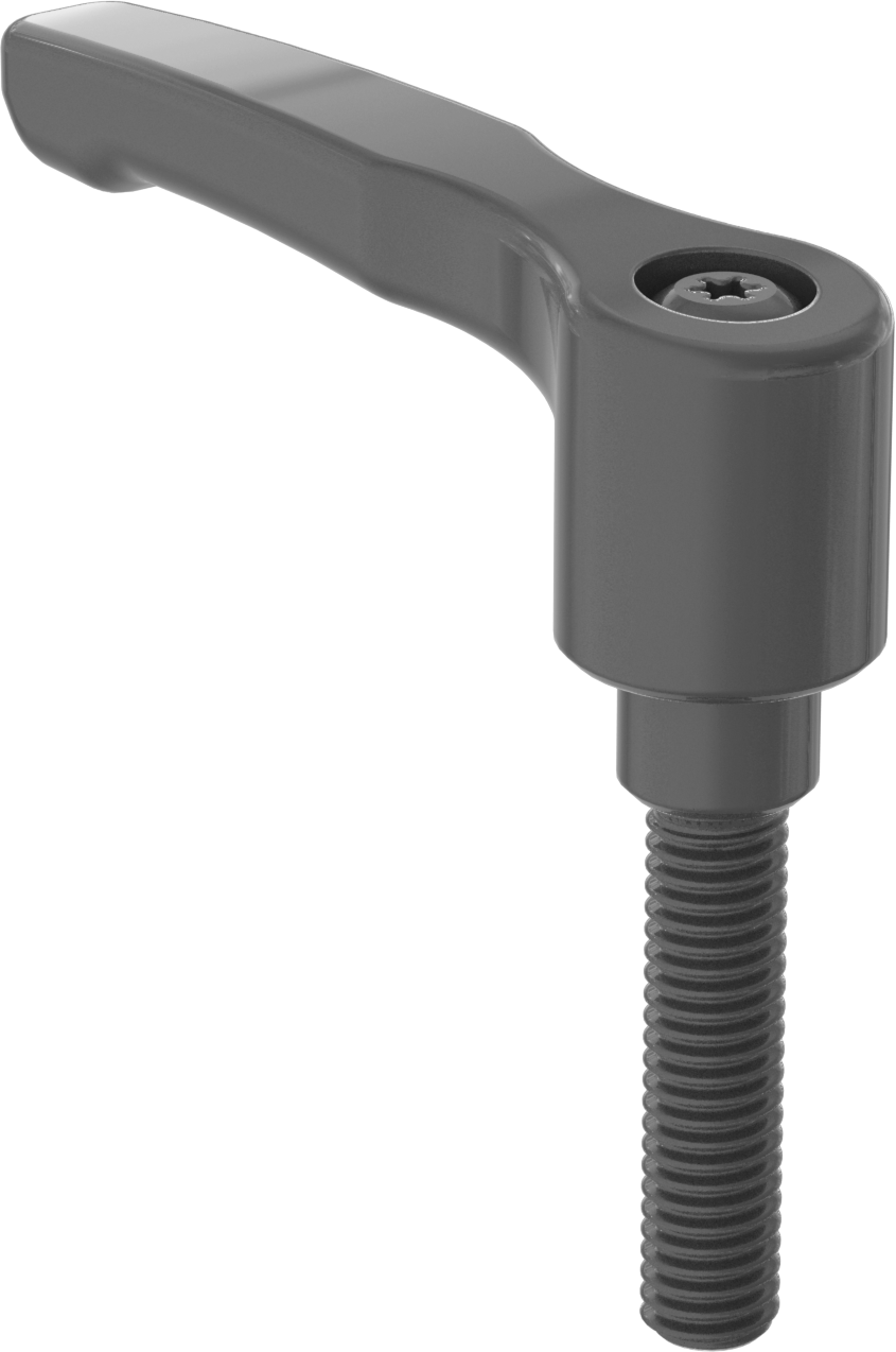 Düşük Profilli Ayarlanabilir Tutamak, 3/8"-16 Dişli 1-9/16" Uzunlukta Saplamalı, Siyah Çinko — 3⁄8"-16, Dişli Saplama, Ayarlanabilir