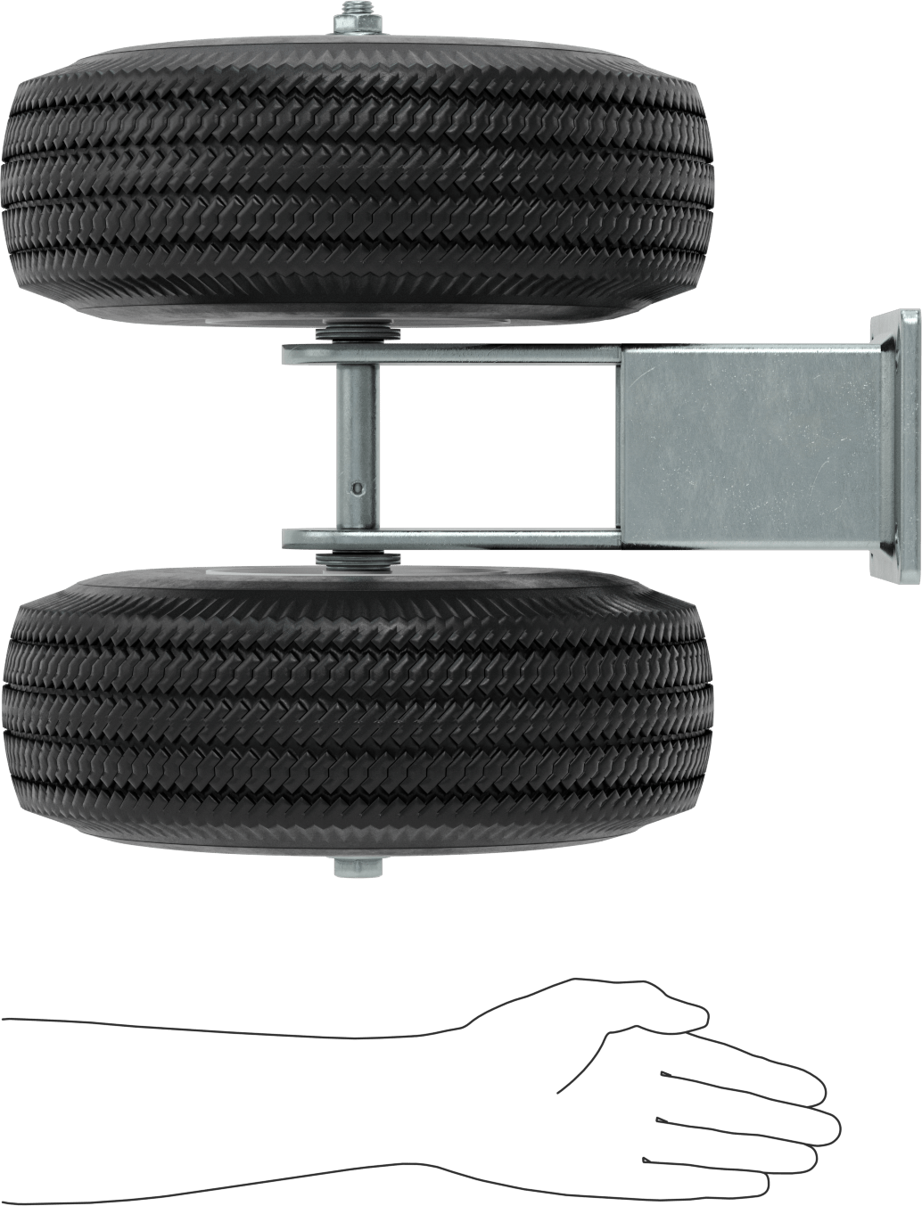 Lastik Tekerlekli Yüksek Kapasiteli Tekerlek, Düz-Sızdırmaz, 7-1/4" x 5-1/4" Plaka, 14 inç Tekerlek Çaplı Sert