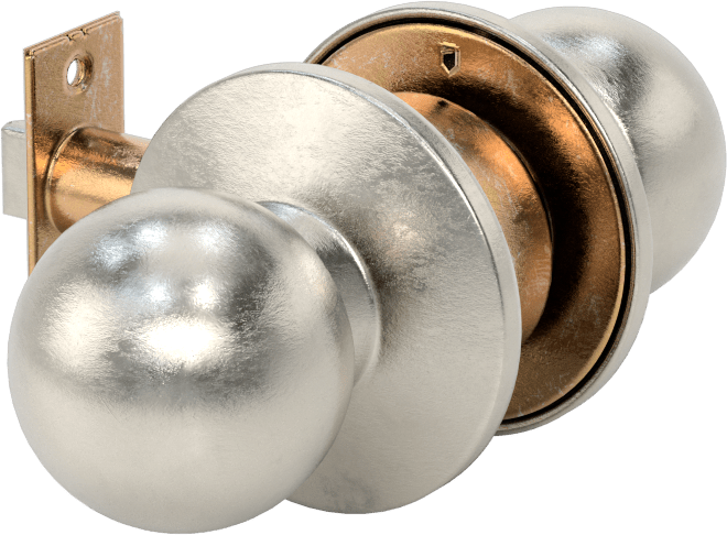 Assa Abloy (Yale) Ağır Hizmet Tipi Topuzlu Kilit Seti, 2-3/4" Boğaz Mesafesi, Mat Paslanmaz Çelik, Kilitlenmeyen