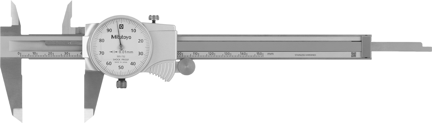 Mitutoyo Kadranlı Kumpas, Model Numarası 505-732, 0 mm ila 150 mm Ölçüm Aralığı — Kadran, Sarı, Paslanmaz Çelik