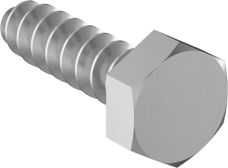 Çinko Kaplı Çelik Altıköşe Başlı Ahşap Vida, 1/4" Vida Boyutu, 1" Uzunluk