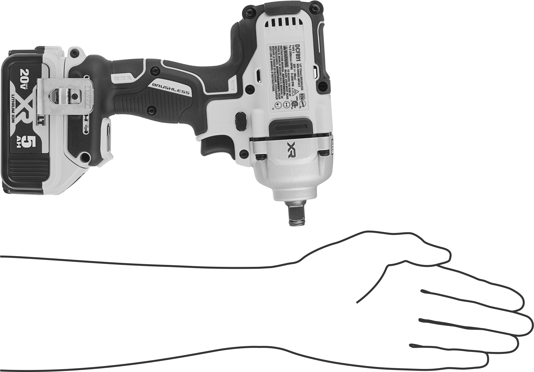 DeWalt Akülü Darbeli Anahtar, 1/2" Kare Tahrik, Model Numarası DCF891P2